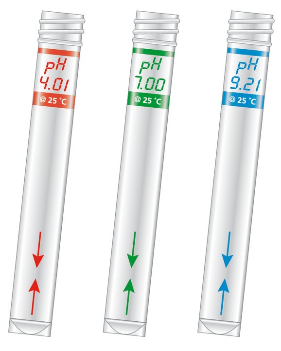 Printed tubes for pH calibration, 3 x 10 mL, for portable Sension+